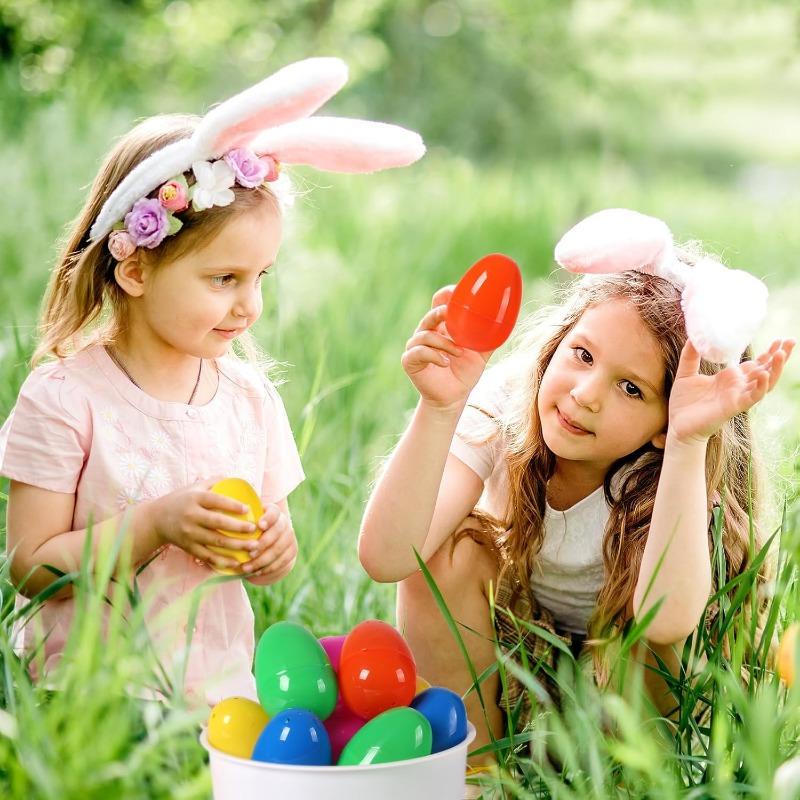 50/10Pcs Fillable Easter Eggs Opening Empty Plastic Egg Toys Colorful Candies Gift Packaging Boxes Easter Party Home Decorations