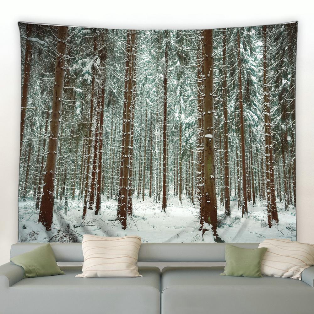 

Біла Сніжинка Різдвяна Ялинка Сосна Настінний Підвісний Плед Вітальня Спальня Гуртожиток Декорація Штора Лісовий Пейзаж Гобелен 200x150cm