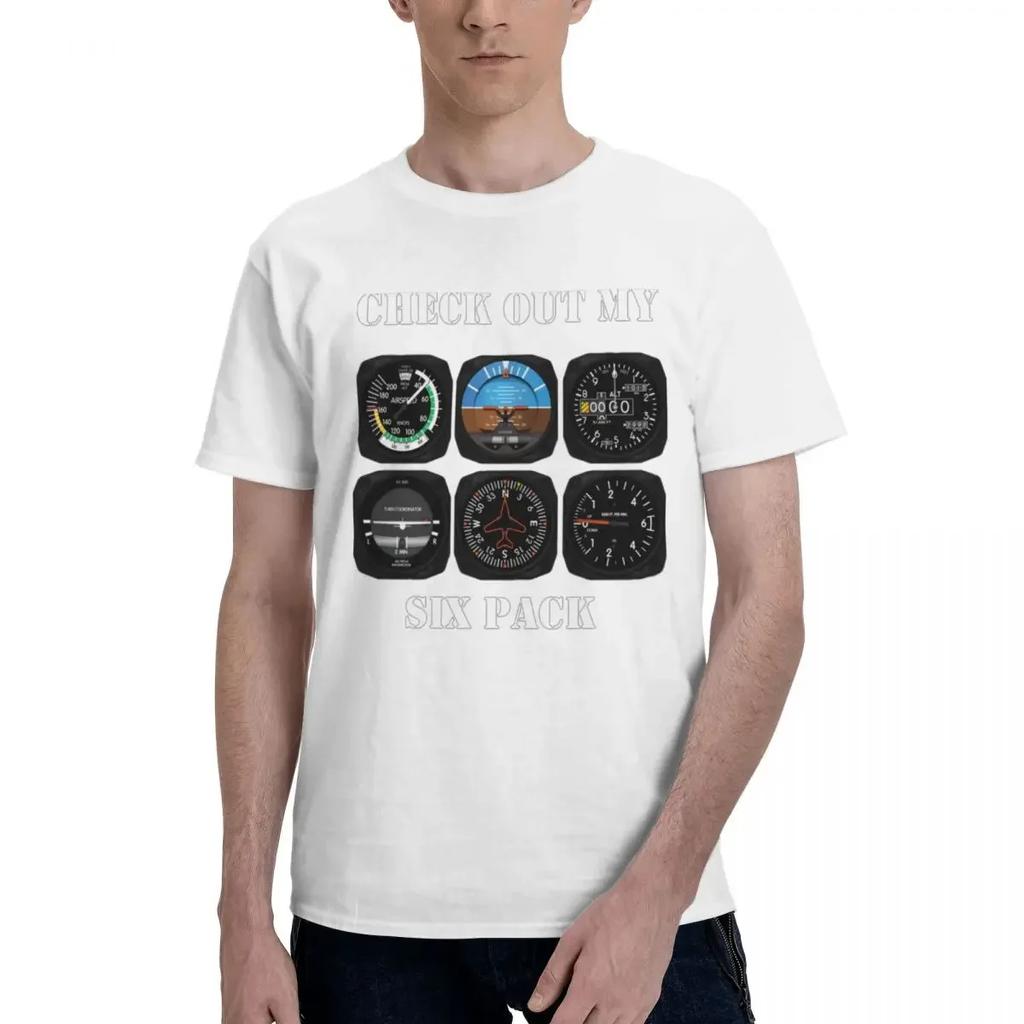 T-shirt Unisexe Avion Aviation Lot de 6 Instruunisext Accessoires Pilotes T-shirt Été Coton Col Rond Grande Taille T-shirt