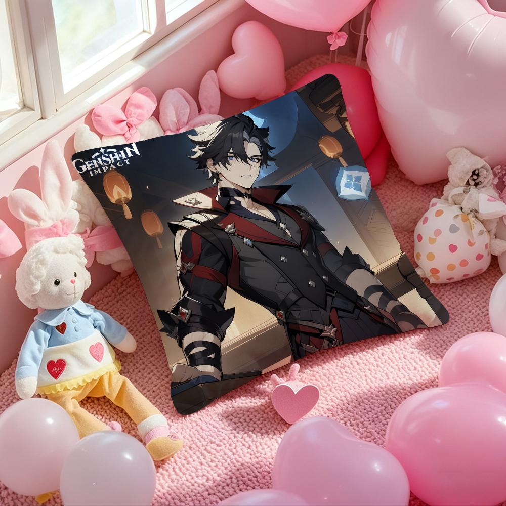 Anime Wriothesley Cushion Cover Pattern Printed Pillowcase for Living Room Sofa Cushion Cover & Bedroom Decor