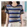 Navava NT1591 STripe Color Block Round Neck ShorT Sleeve T shirT