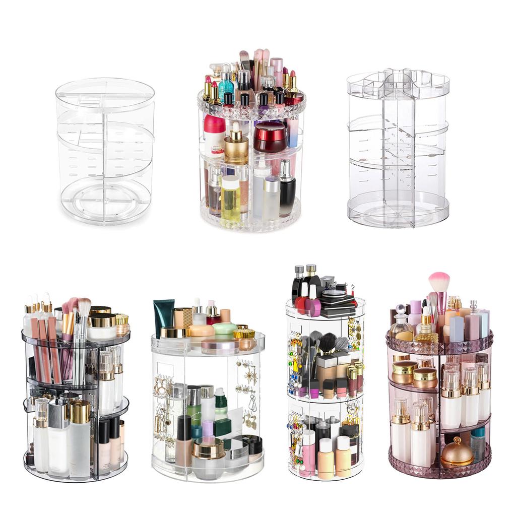 Elegant Makeup Storage Rack 360 Rotating Organizer with Multiple Layers for Cosmetics Beauty Products Display Stand