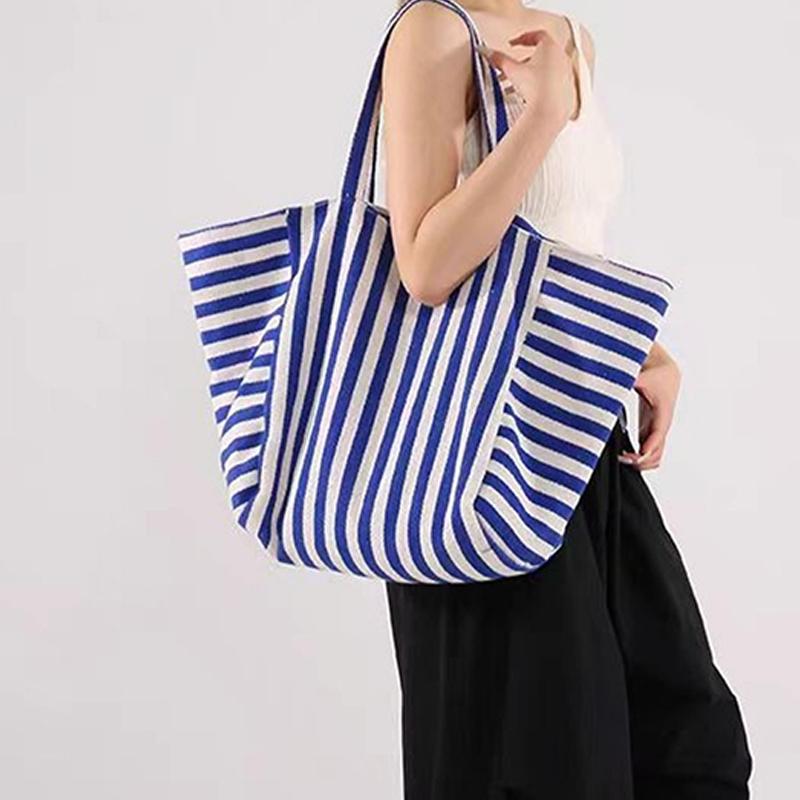 Korean Version Large Capacity Tote Bag New Fashion Striped Tote Bag Shoulder Bag