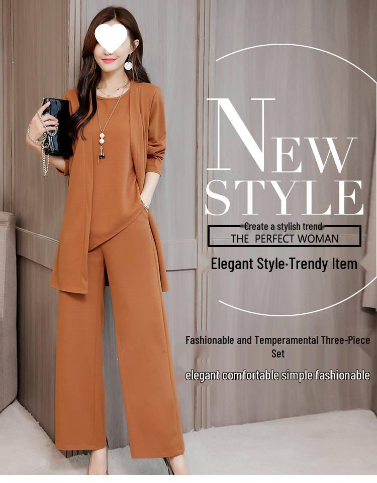 Costume Élégant pour Femme - Pantalon Large Noir - Ensemble Trois Pièces - Automne/Hiver 2025