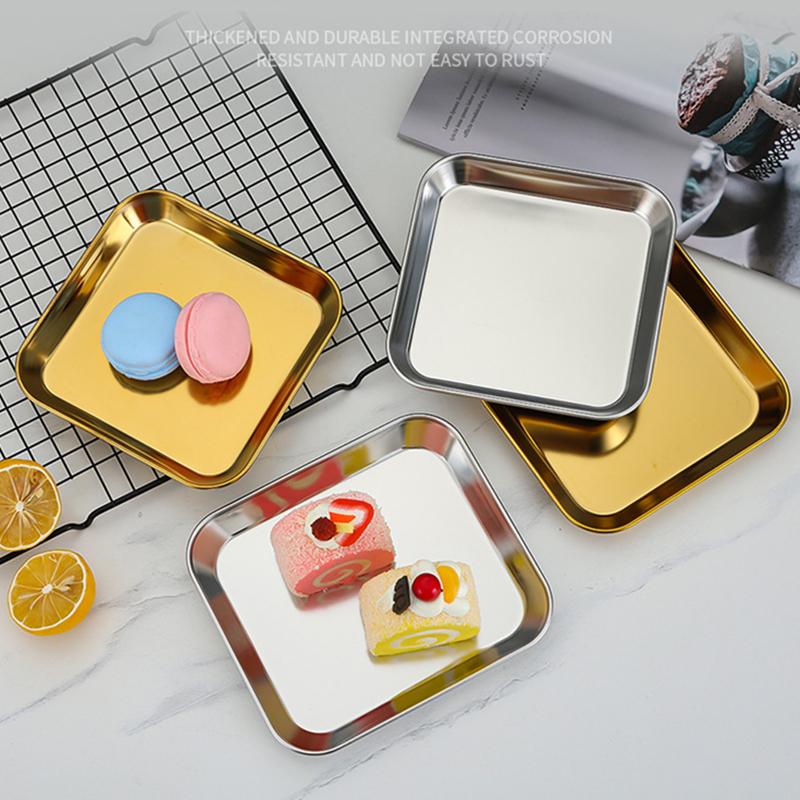 Čtvercový nerezový talíř na svačinku zásobník na jídlo Organizér na bufet Prezentace na talíře s ovocem a zeleninou Kuchyňské doplňky