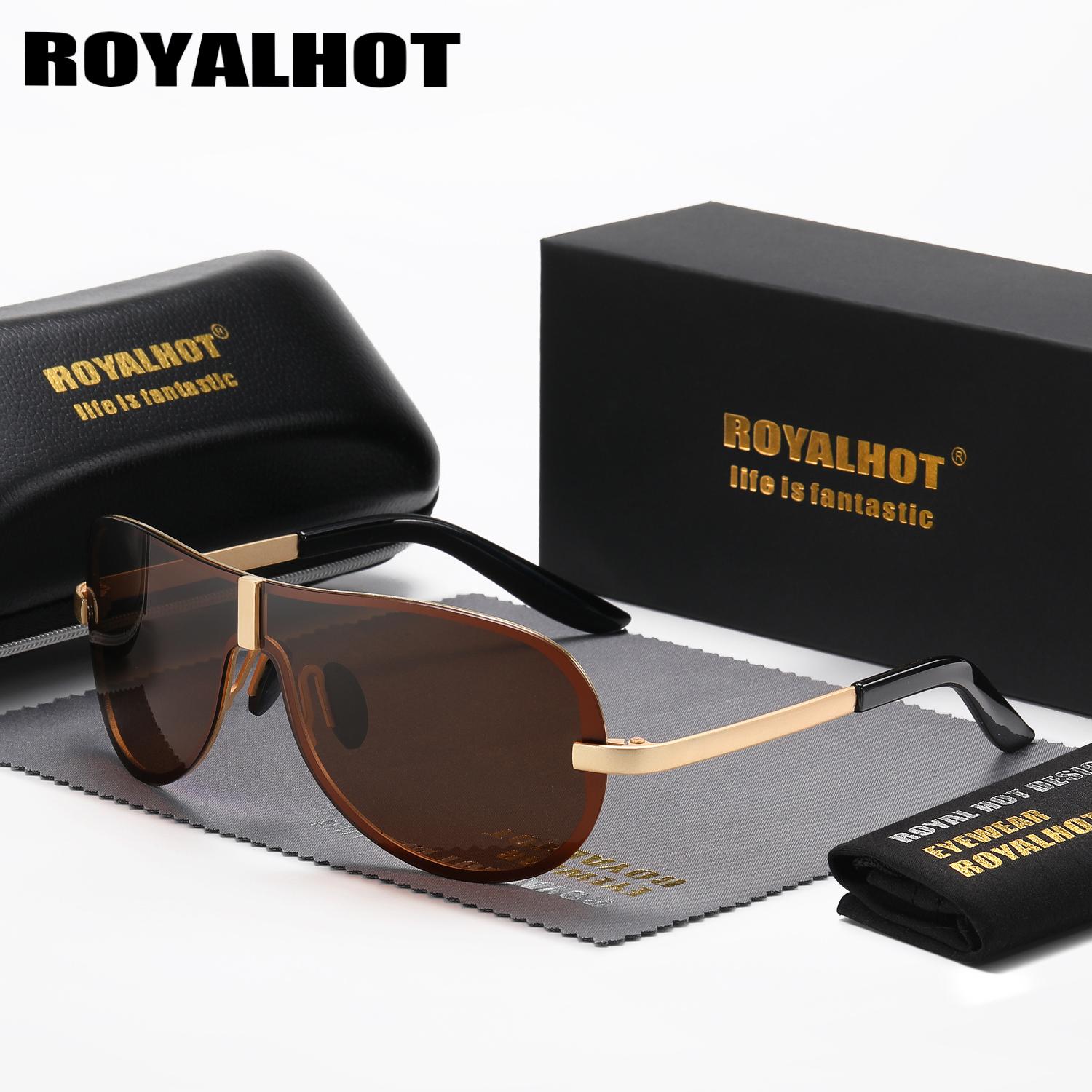 

RoyalHot мужские и женские поляризационные солнцезащитные очки в оправе из алюминиевого сплава, солнцезащитные очки для вождения, оттенки Óculos masculino Male коричневый