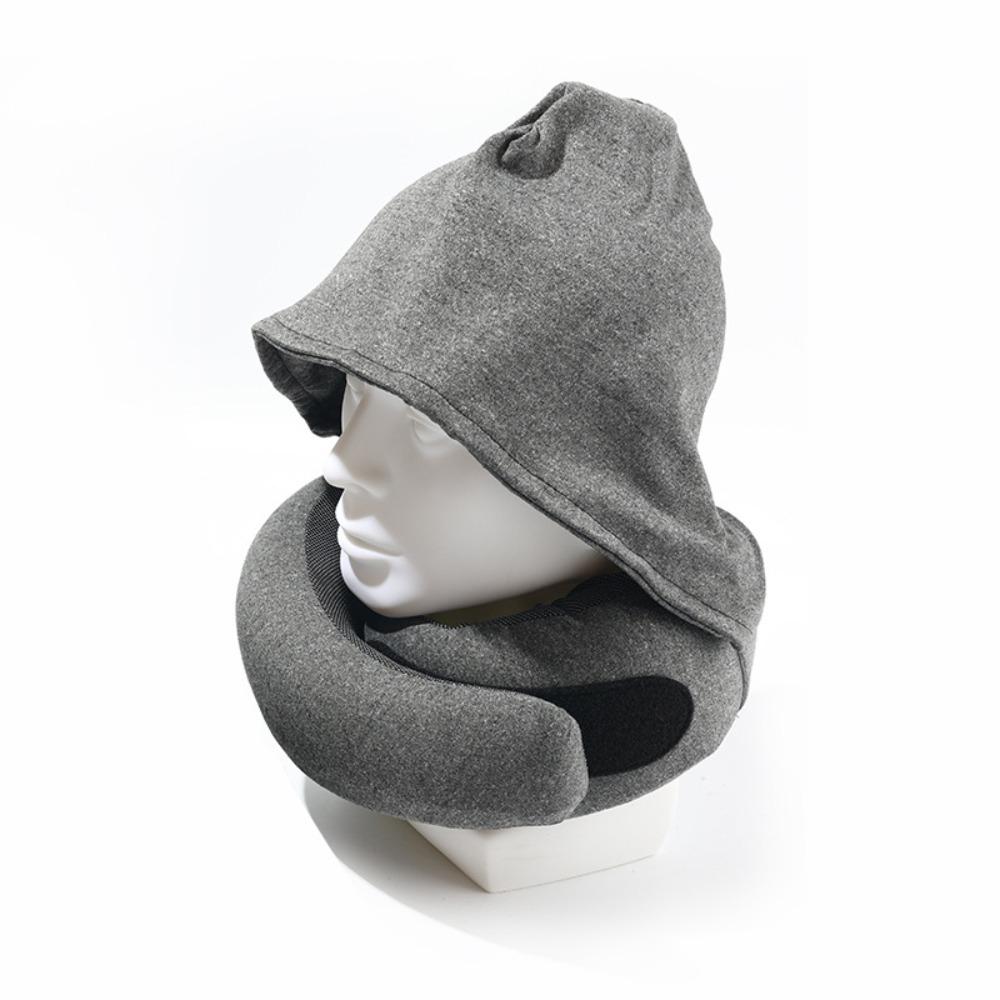 Adjustable Hooded Neck Pillow Breathable U-Shaped Travel Pillow Neck Cushion  Neck Support