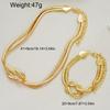 IF ME Gold Knotted Wrapped Snake Bone Bracelet Necklace Set Eco Friendly Iron Jewelry Women Elegant Daily Party Accessory Gift