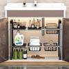 Retractable Under Sink Kitchen Organizer and Multifunctional Dish & Pot Rack