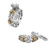 Plated Gold 2pcsset Flower Ring Women Elegant Design Fashionable And Simple