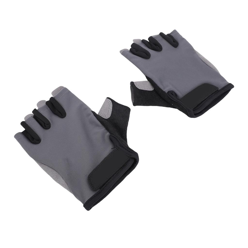 Cycling Gloves Grey Elastic Anti Slip Breathable Shock Absorbing Half Finger Bike Gloves for Road Bi
