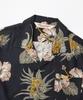 OUTSTANDING Hawaiian Open Collar Half Shirt Hibiscus_Black