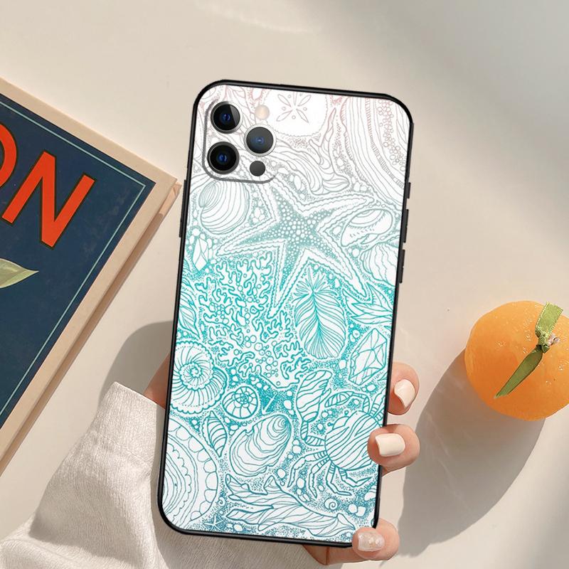 Seashell Shell Sea Art Funda Case For iPhone 16 Pro Max 15 14 11 12 13 Pro Max Mini XR 16e 16 15 Plus Phone Cover iPhone 12Pro MAX