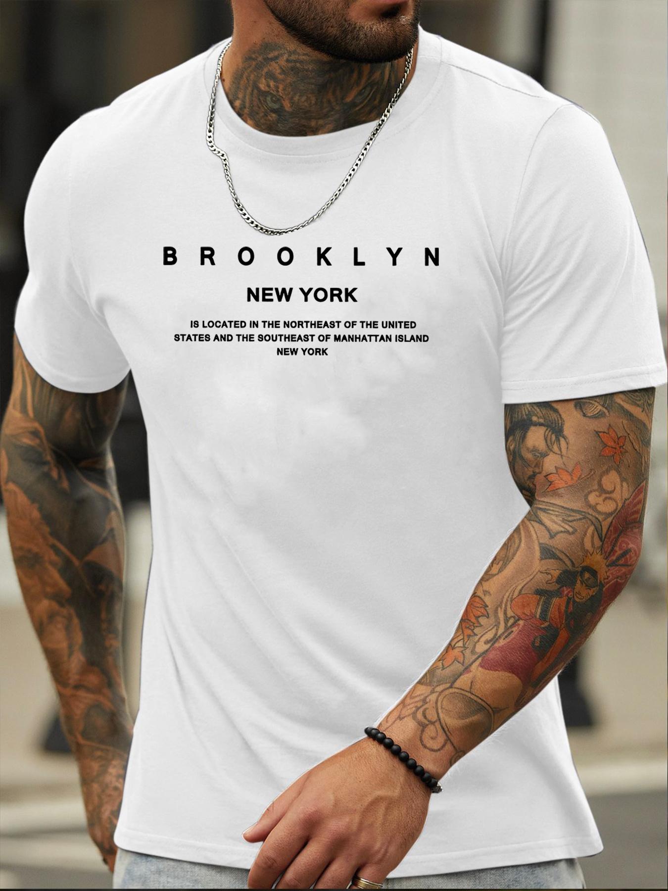 

Brooklyn New York print mens crew neck short sleeves simple style Tshirt fashion regular version Tshirt casual 4XL