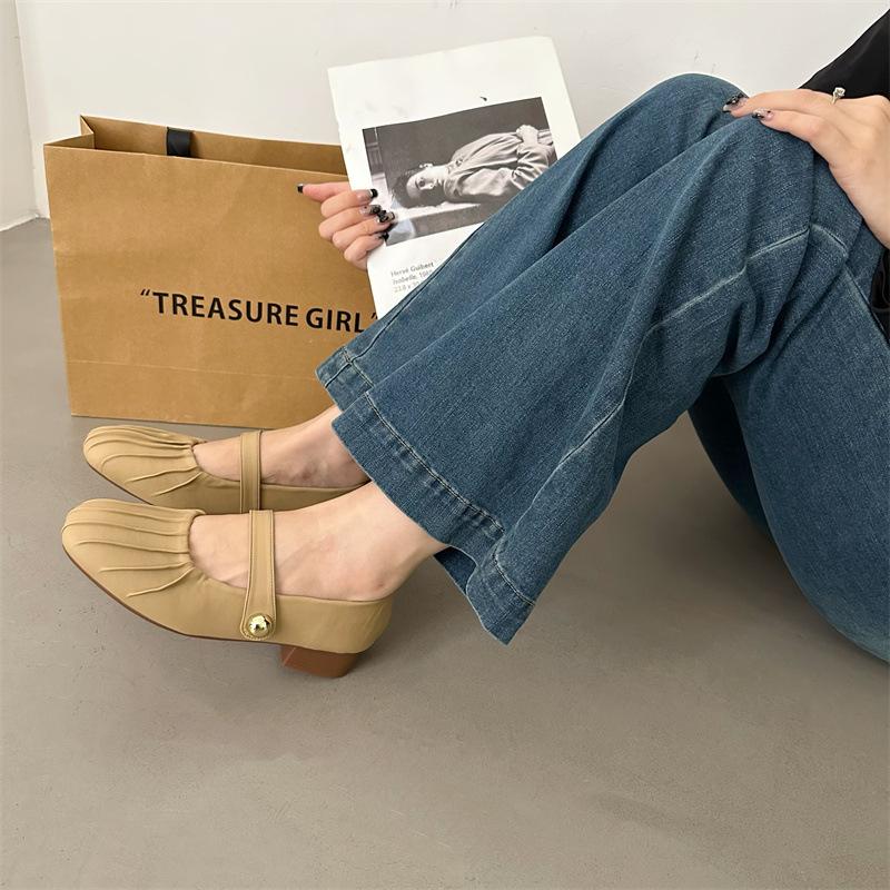 Soft leather Mary Jane shoes female new fairy ballet single shoes bridesmaid gentle shoes