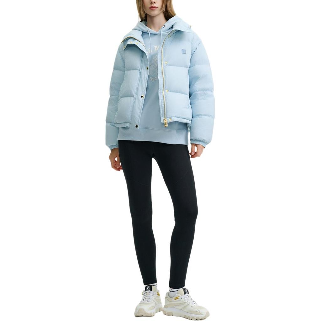 Fila Warm And Comfortable Casual Hooded Puffer Jacket Women Outerwear Autumn-Water-Blue F11W445901FBU