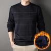 Round Necked Sweater for Men with Plush Insulation and Inner Layer for Men with Bottom Layer Men's Autumn and Winter Black Knit