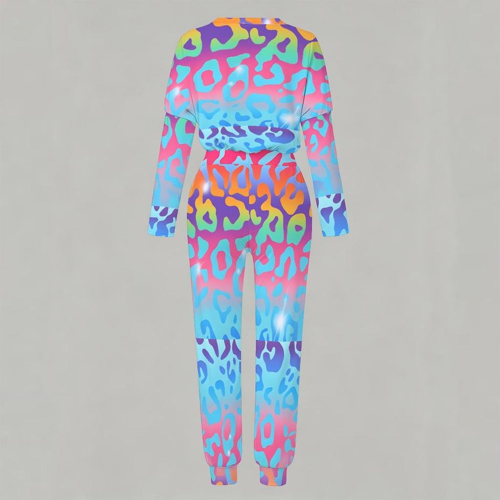 Female Long Sleeve Loose Blouse And Elastic Waist Straight Pants Two Piece Set For Casual Daily Life
