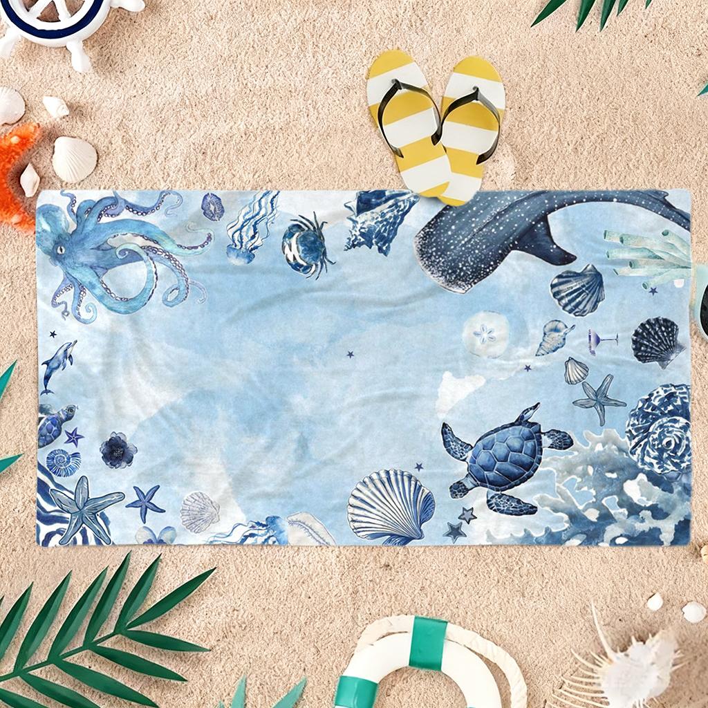 1Pc Marine Organism Beach Towel Quick-Drying Towel For Beach Pool Sport Yoga Gym Home Towel Gift For Friends Sand Free Towel