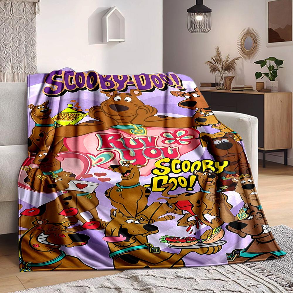 1pc Scooby-Doo Love Flannel Throw Blanket - Lightweight Soft Warm All-Season Blanket for Sofa, Bed, Travel, Camping L1029087