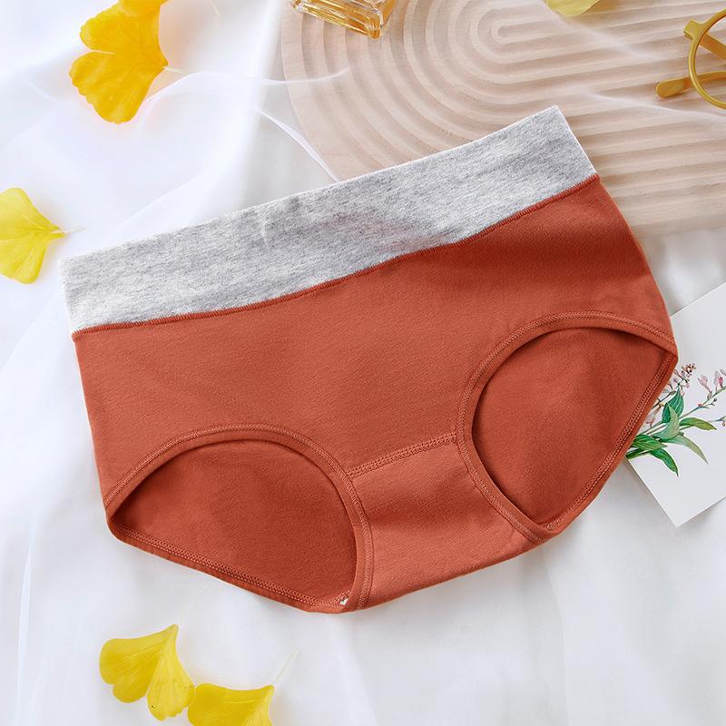 Antibacterial Breathable Cotton Women's Underwear Mid Waist Women's Fashion Underwear Elastic Solid Color Briefs