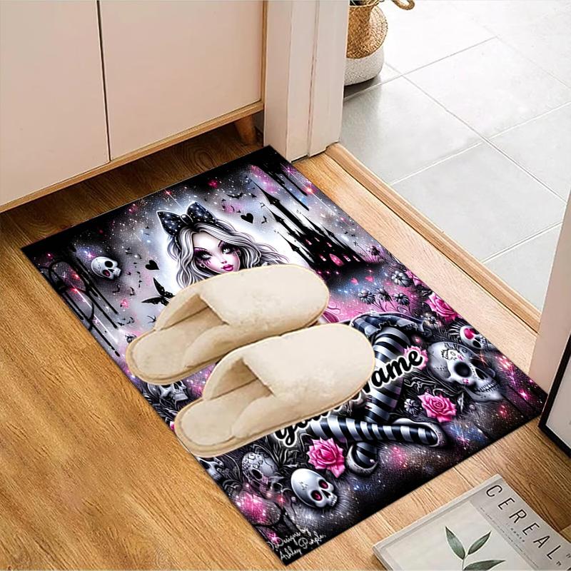 1PC Custom Name Gothic Alice In Wonderland Theme Floor Mat Ideal for Living Room, Game Rooms, Office, Bedroom,Floor Mat Playful Design