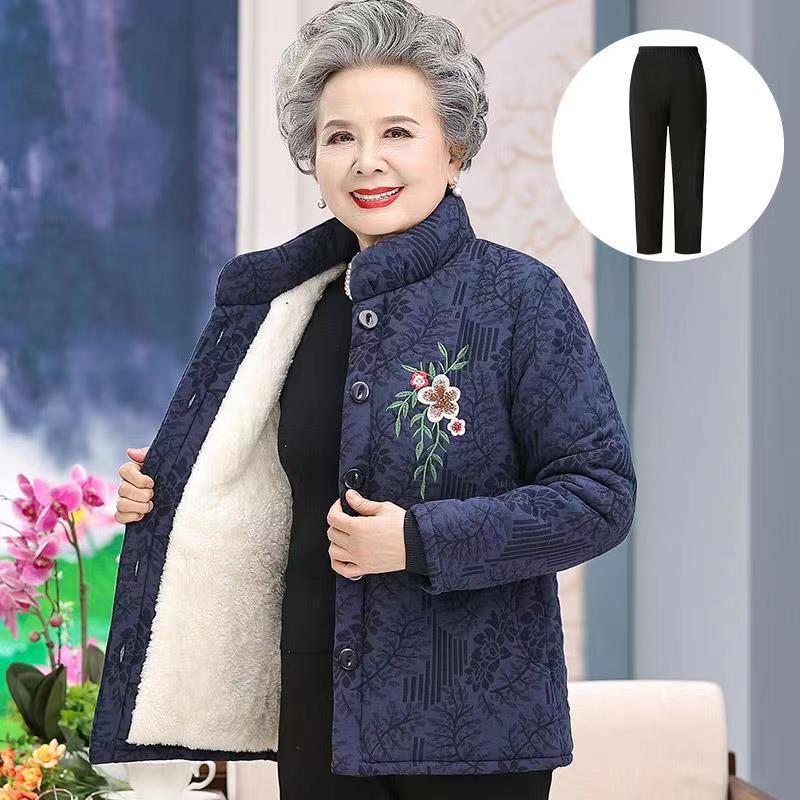 Damen Winterjacke aus Baumwolle mit Samt für Mittelalte und Ältere