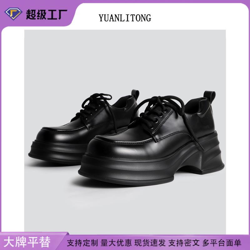 Korean version of thick-soled sweet wind versatile solid color thick-heeled small leather shoes for women 2025 spring new daily comfortable single sho