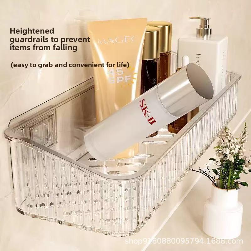 Bathroom Hole-free Wall-mounted Washstand and Cosmetics Storage Rack On Wall