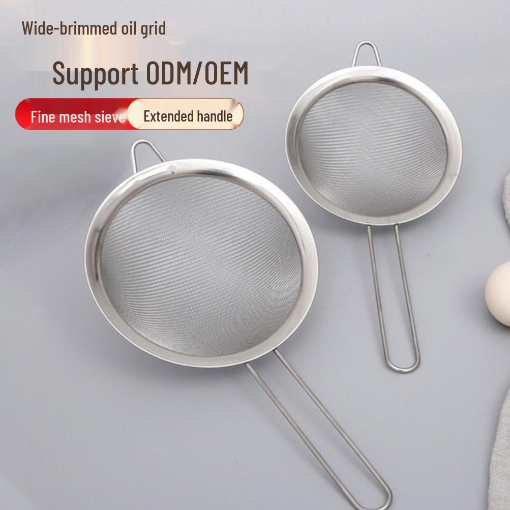 Stainless Steel Handheld Kitchen Sieve & Skimmer Ladle for Soy Milk, Oil, Flour, and Hot Pot.