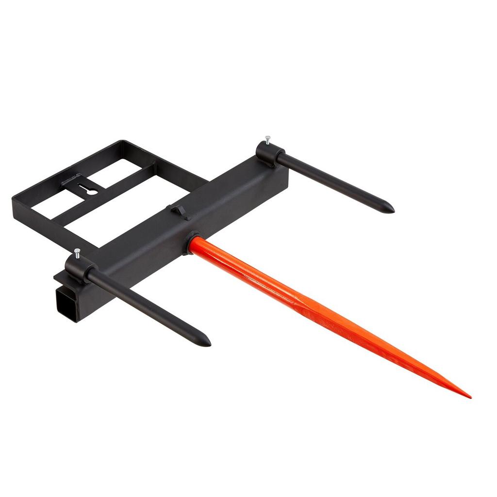 39" Hay Spear, Bale Spears 1600lbs Loading Capacity, Skid Steer Loader Tractor Bucket Attachment with 2pcs 17.5" Stabilizer Spears and 60" Chain,