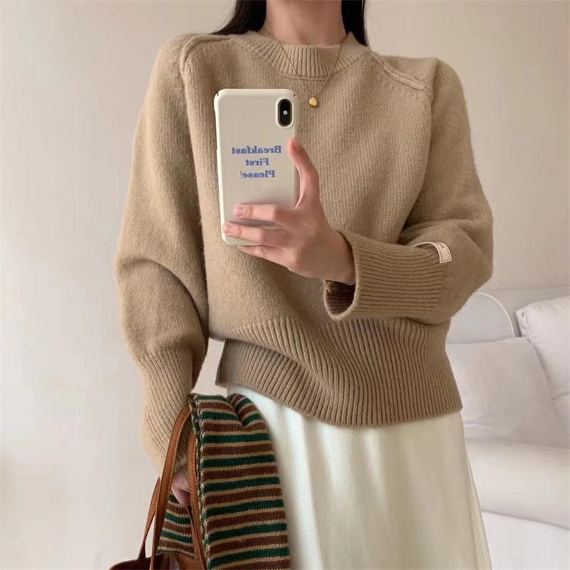 YYFS Dámská móda Ležérní Podzim Zima Jednobarevné svetry s dlouhým rukávem a výstřihem do O