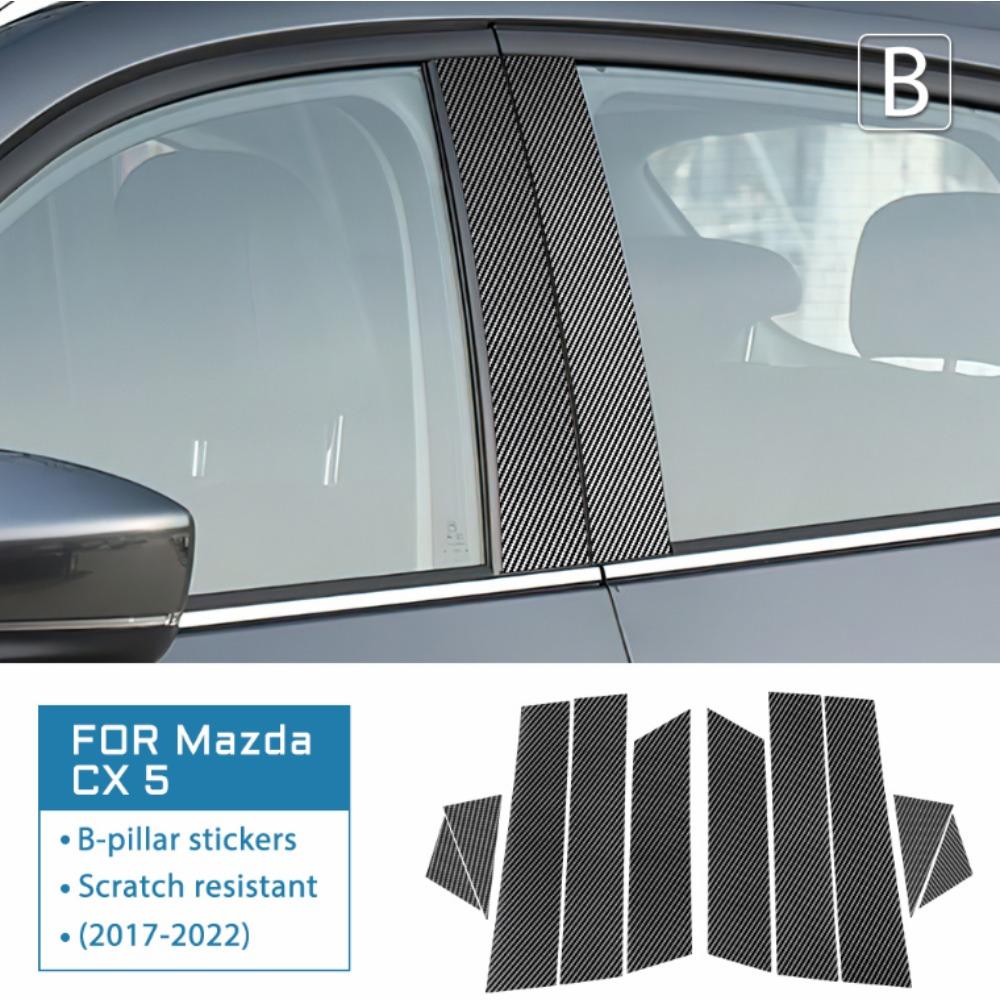 For Mazda 6 3 CX-5 CX5 CX-30 2006-2012 Carbon Fiber Pattern B-Pillar Trim PC Material Interior Decor Protective Car Accessories