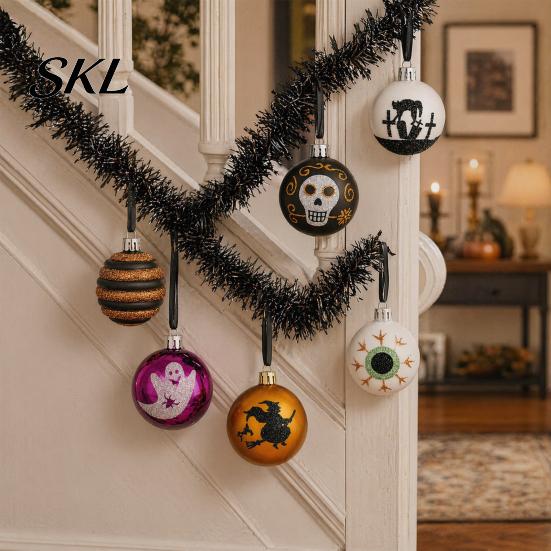 Eye-catching Halloween Items 16 Pcs Hanging Ball Decor, 6cm Skull Witch Eye Ornaments Themed Decorations for Ghost Tree, Spooky Window Yard