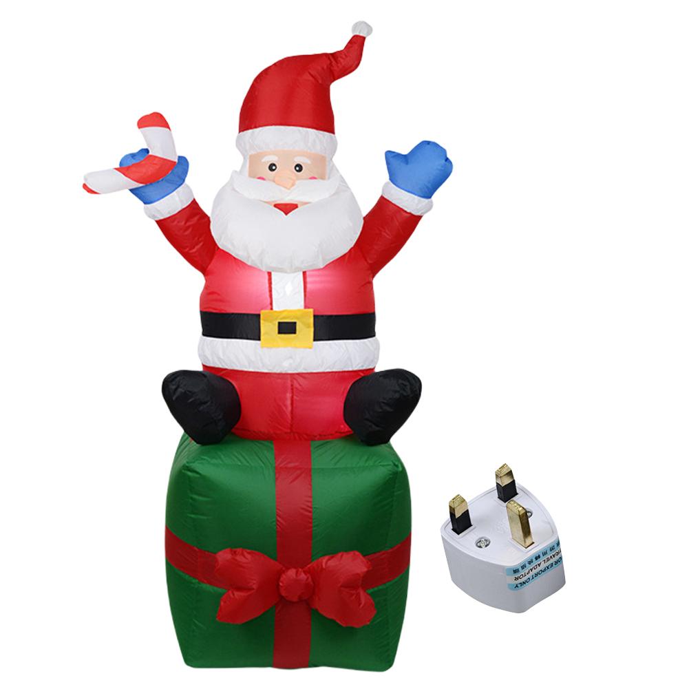 LED Inflatable Cute Air Blown Up Toy Illuminated Santa Claus Ornament Lighted Giant Model Ornament for Xmas Garden Party Decor