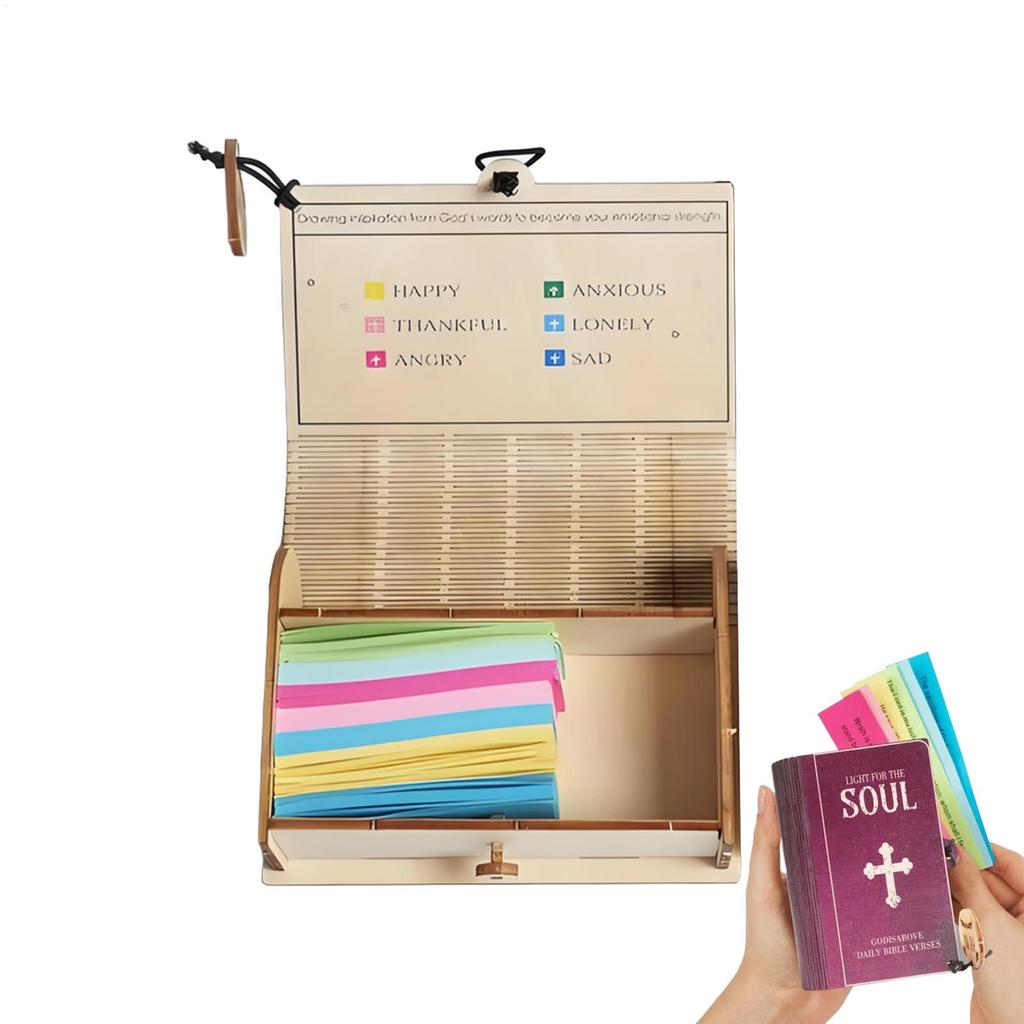 Wooden Bible Verses Box with 90 Prayer Cards Christian Bible Storage Case Bible Verse Prayer Card For Adults Daily Encouragement