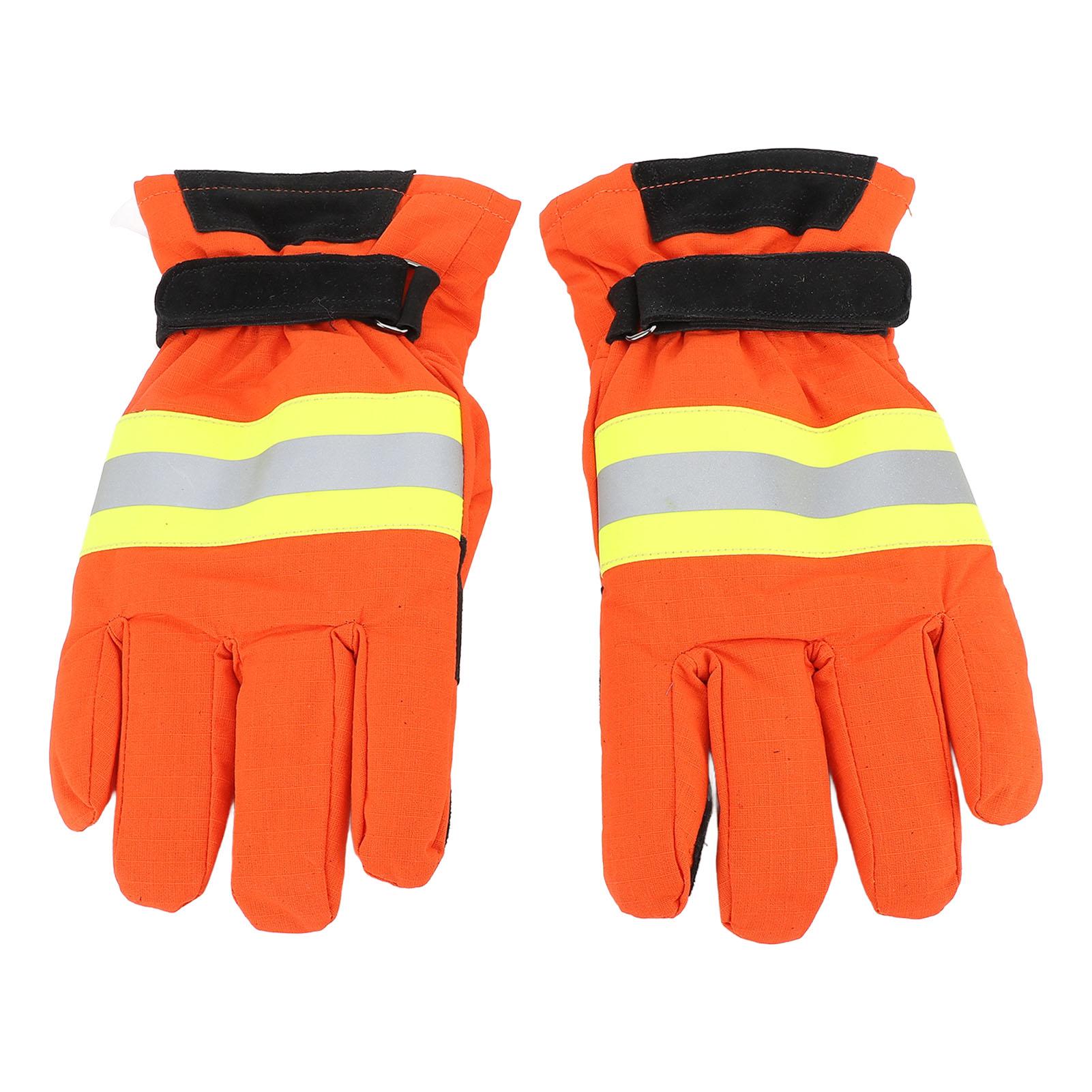 

1 Pair Firefighting Gloves Heat Resistance Waterproof Anti Slip Flame Retardant Gloves with Reflective Strips for Men