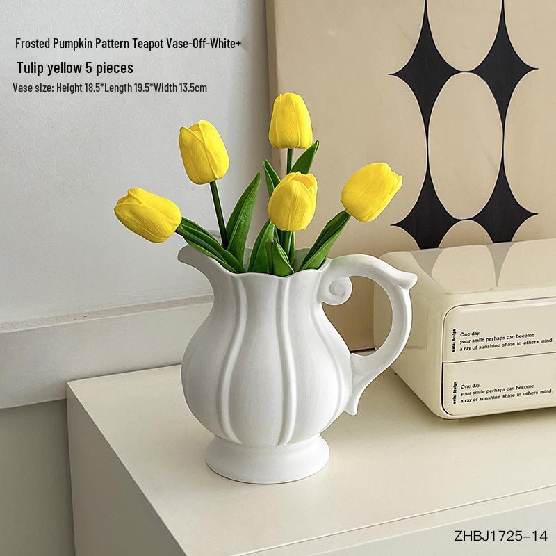 Keramisk vas i Wabi-Sabi-stil för blommor: Prydnad för vardagsrum för hydroponiska arrangemang och vattenutställningar med färska blommor