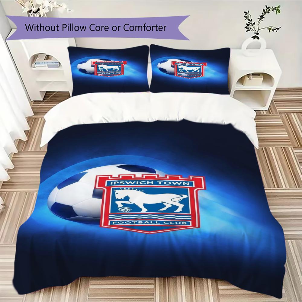 Ipswich Town FC Pattern Bedding uilt Set uilt Cover Pillowcase Home Decoration Birthday Gift (1 * duvet cover + 2 * pillowcase without core)