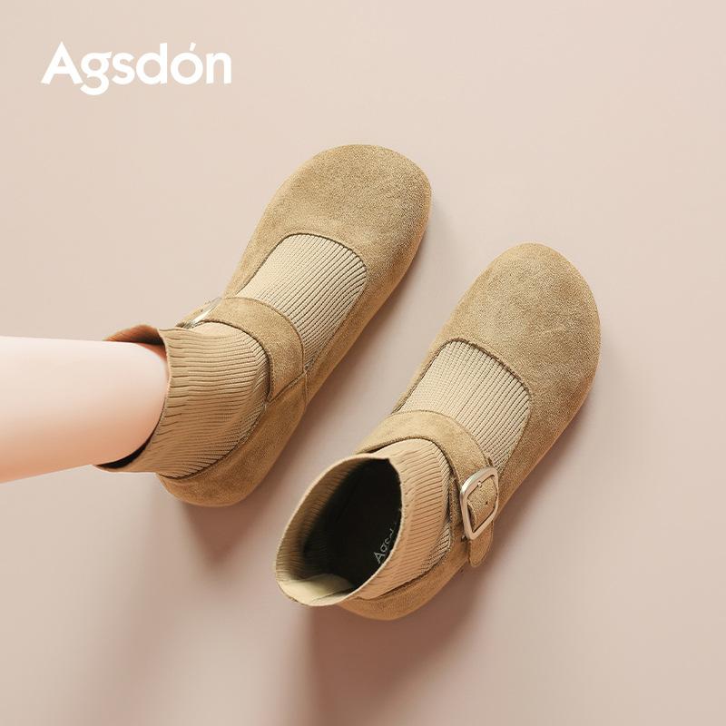 Augustus Denboken Boots Women's 2025 New Autumn Retro Mary Jane Shoes Skinny Boots Casual Elastic Socks Boots