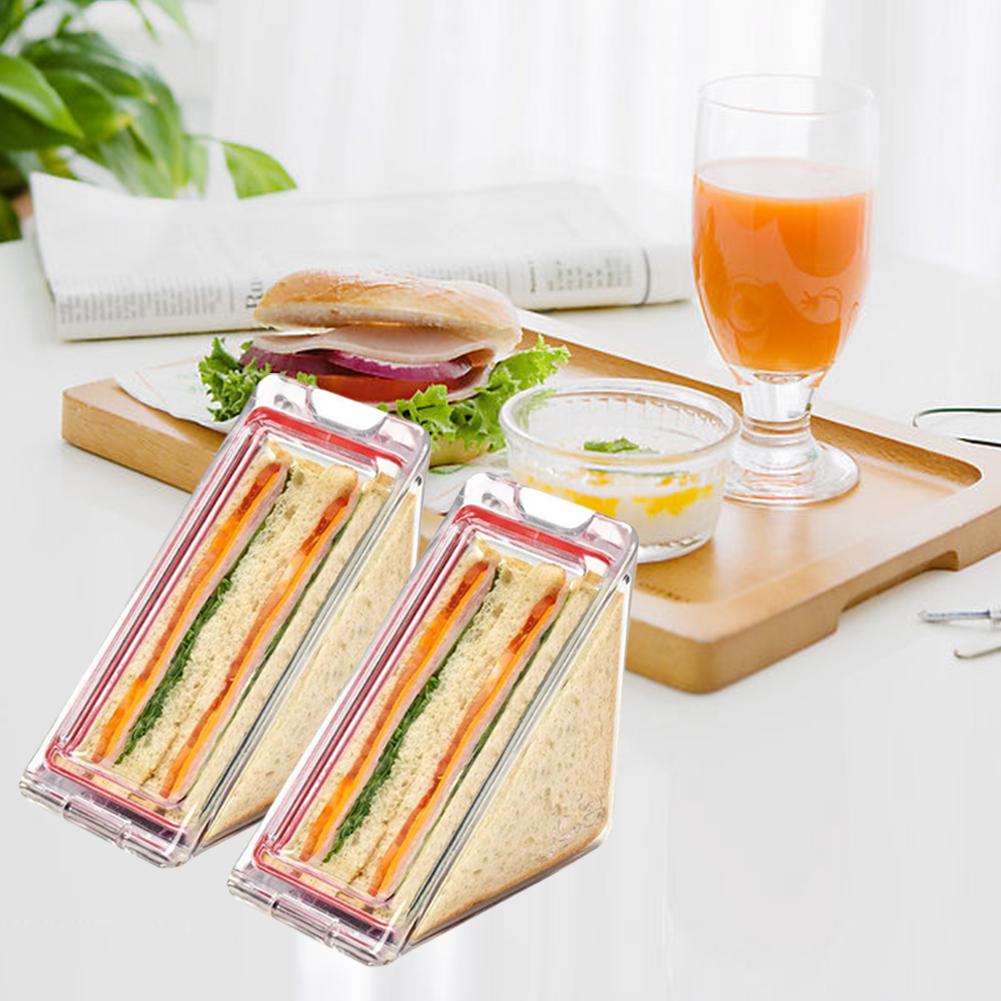 1Pcs Triangle Sandwich Storage Container Reusable Cake Slice Container Leak-Proof Clear Sandwich Holder for Picnic & School Use