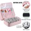 Portable Nail Varnish Organizers Bag Double Handles Adjustable Strap Waterproof Polyester Makeup Storage Case 30x22x25cm
