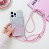 Four Corners Strap Glitter Case For iPhone 17 Pro Max 16 15 11 12 13 14 Plus Air Shockproof Crossbody Lanyard Rope Cord Cover