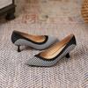 6088-1 French retro thousand bird grid color matching single shoes for women 2025 women's autumn new pointed stiletto high heels for women