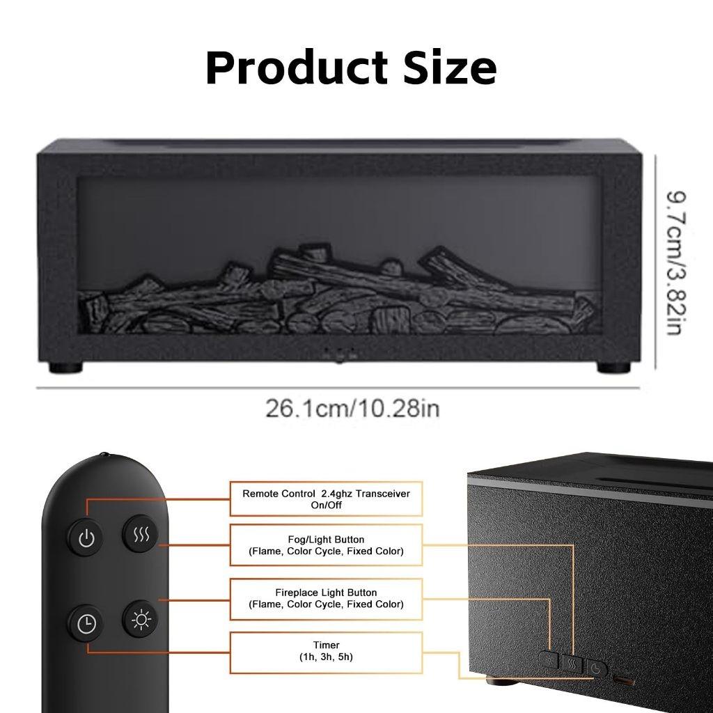 7 Farben Flammen Kamin Luftbefeuchter Haushalt Leiser Luftbefeuchter Desktop Intelligent Fernbedienung Aromatherapie Maschine