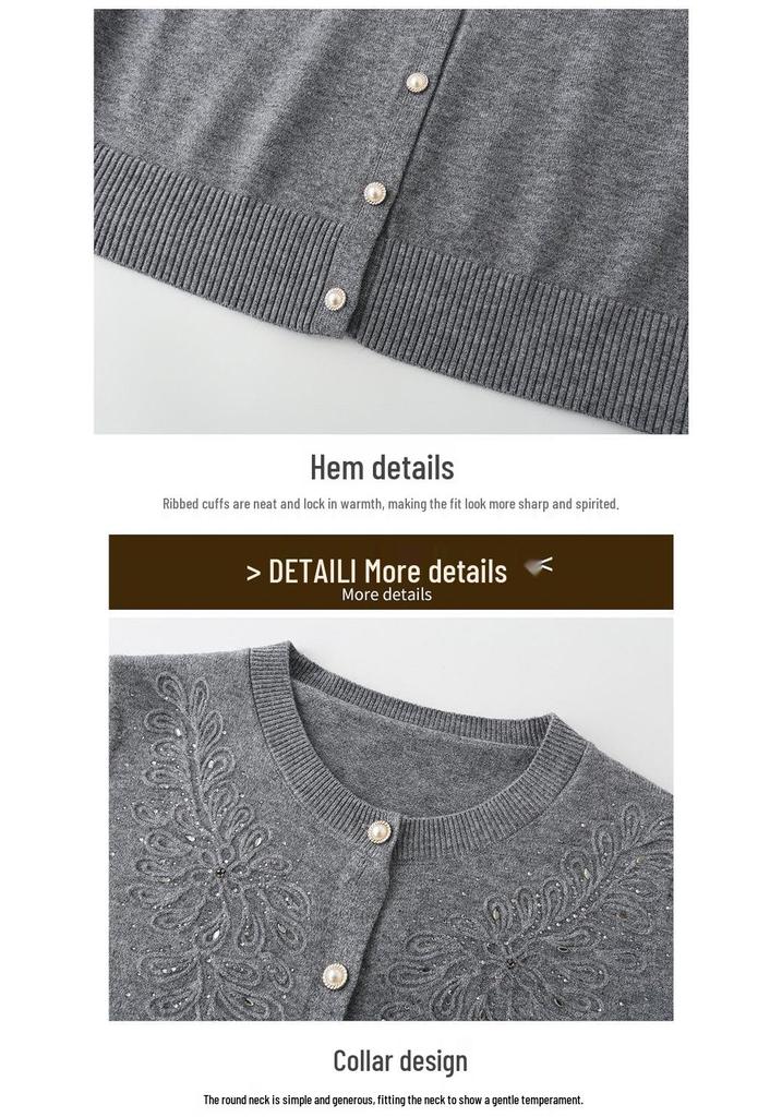 Elegant Mom-Style Knit Top: Chic Spring & Autumn Fashion for Middle-Aged Women