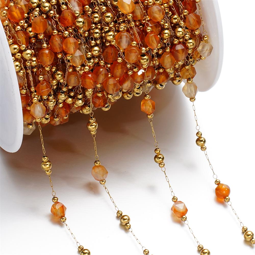 1meter/Lot Colorful Faceted Stone Beads Beaded Stainless Steel Chains for Bracelet Necklace Anklet DIY Jewelry Making Supplies