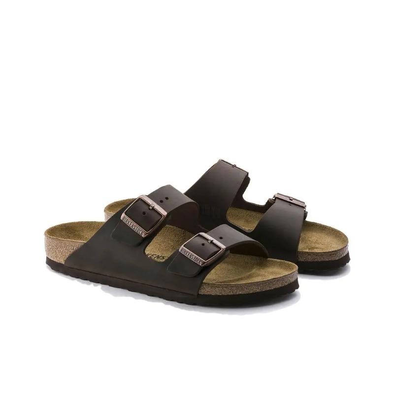 Birkenstock Unisex Suede Soft Comfort Thick Sole Double Buckle Slide Sandals Brown Narrow Fit 0052533 43