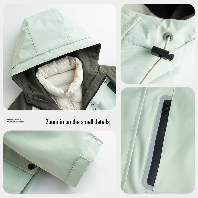 Camel HJCAMEL Women's 3-in-1 Autumn/Winter Windproof Waterproof Down Jacket
