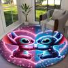 [1pc Stitch And Angel Pink Heart Floral Office Carpet] Easy Maintenance Chair Rug for Conference Room Use, Durable Round Sofa Floor Mat